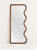 Meander Wood Floor Mirror, studio photo on a warm white background