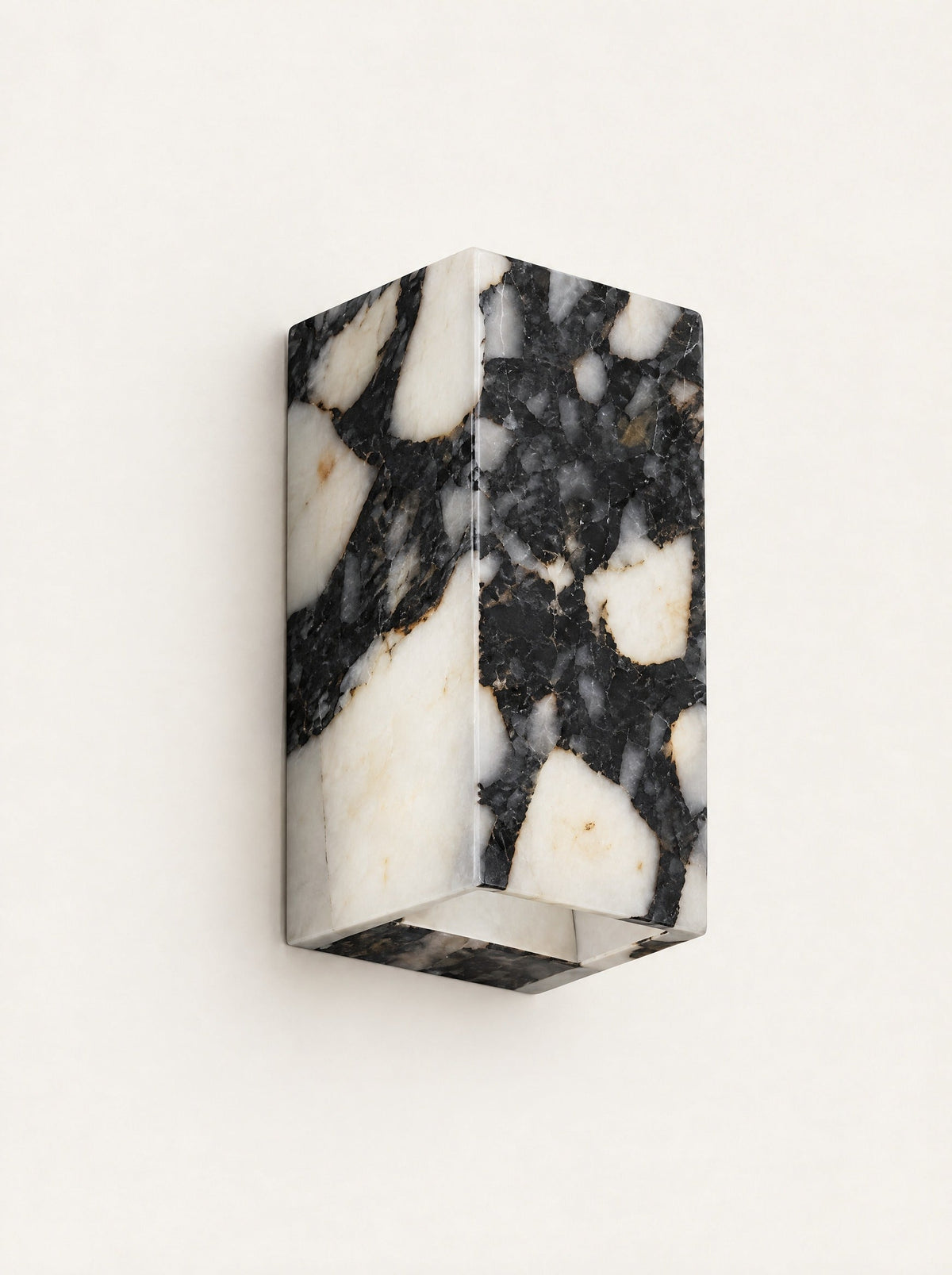 Nero Marble Cube Wall Light, studio photo on a warm white background