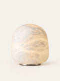Opal Marble Stone Lamp, studio photo on a warm white background