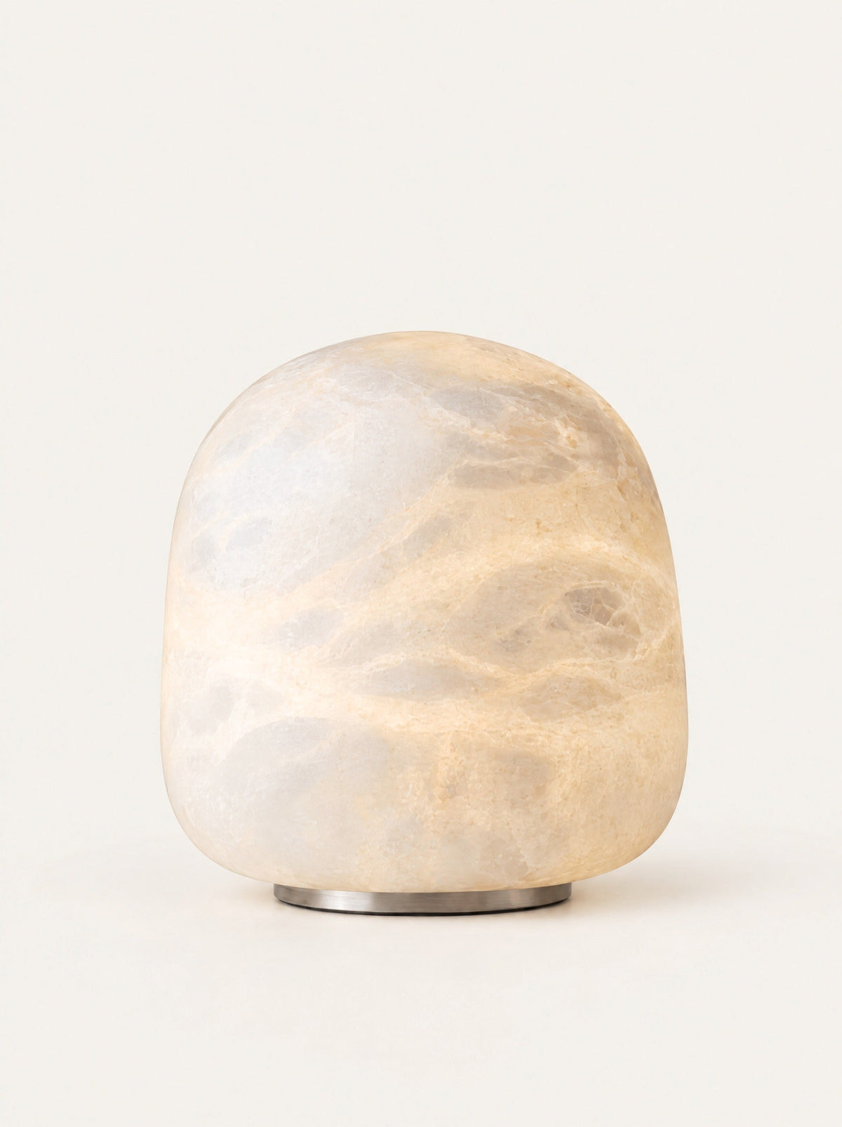 Opal Marble Stone Lamp, studio photo on a warm white background