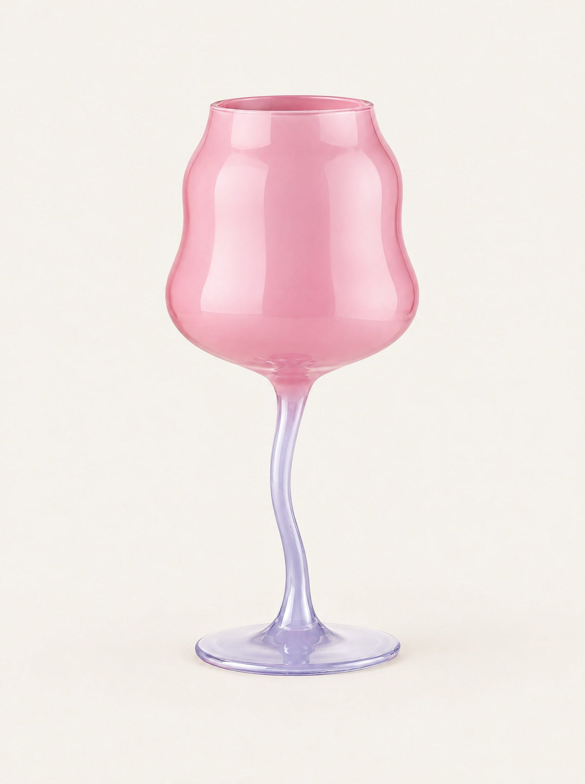 Tulip Painted Glass Goblet, close-up studio photo on a warm white background
