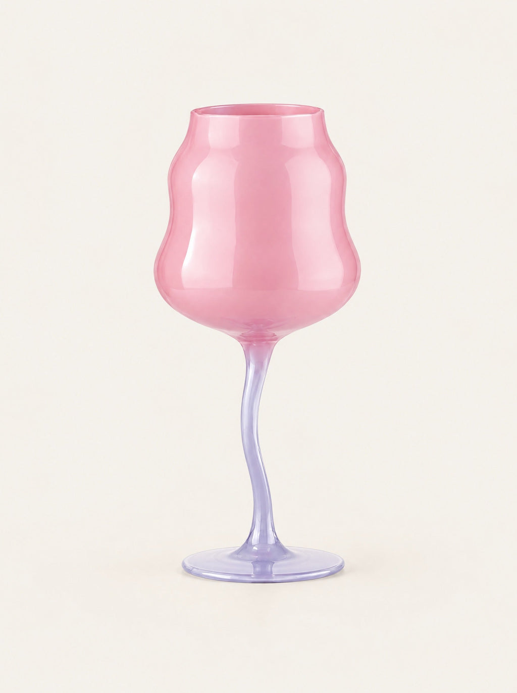 Tulip Painted Glass Goblet, studio photo on a warm white background