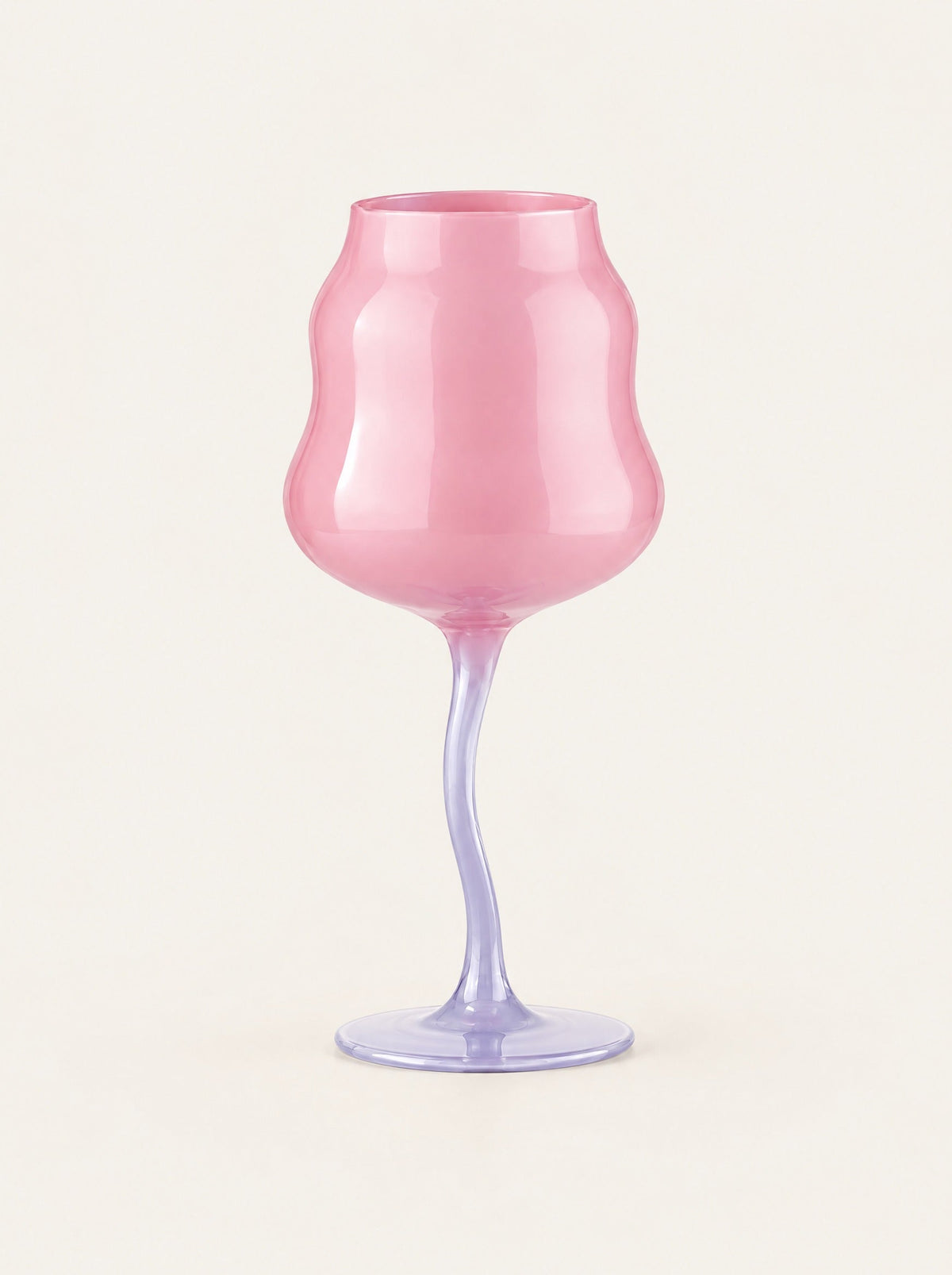 Tulip Painted Glass Goblet, studio photo on a warm white background