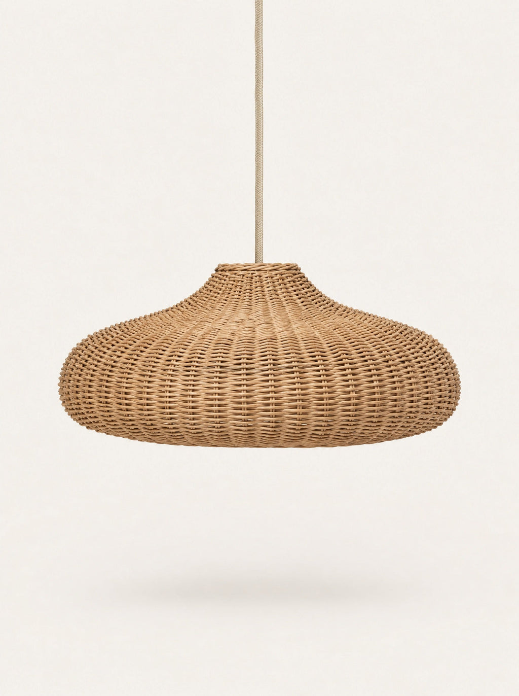 Weave Rattan Pendant, studio photo on a warm white background