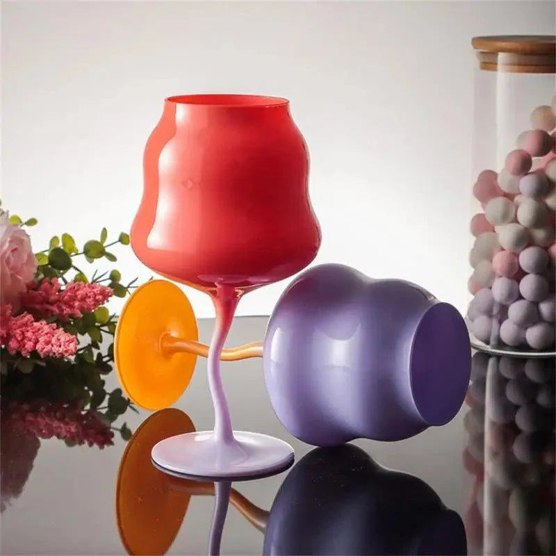 Tulip Painted Glass Goblet, view 4