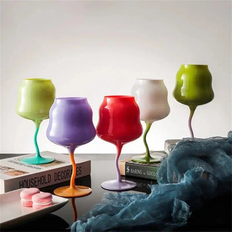 Tulip Painted Glass Goblet, view 3